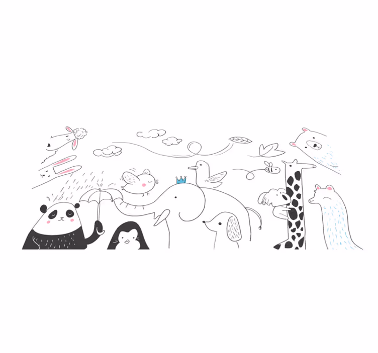 Minimalistic animal friends vinilna preproga za dojenčke - TenStickers