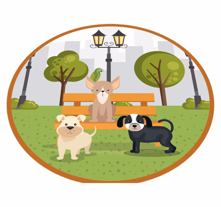 Psi v parku Tepih z živalskim potiskom - TenStickers