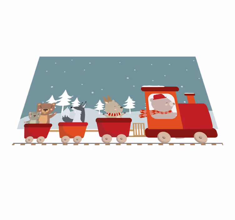 Animal train adventure vinilne preproge v vzorcih - TenStickers