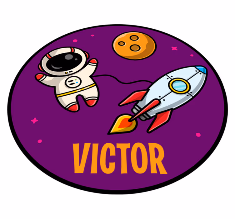 Planeti in kozmonavt na vijolični preprogi po meri - TenStickers
