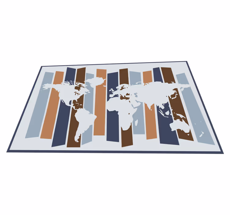 Abstract stripes motif vinilna preproga z zemljevidom sveta - TenStickers