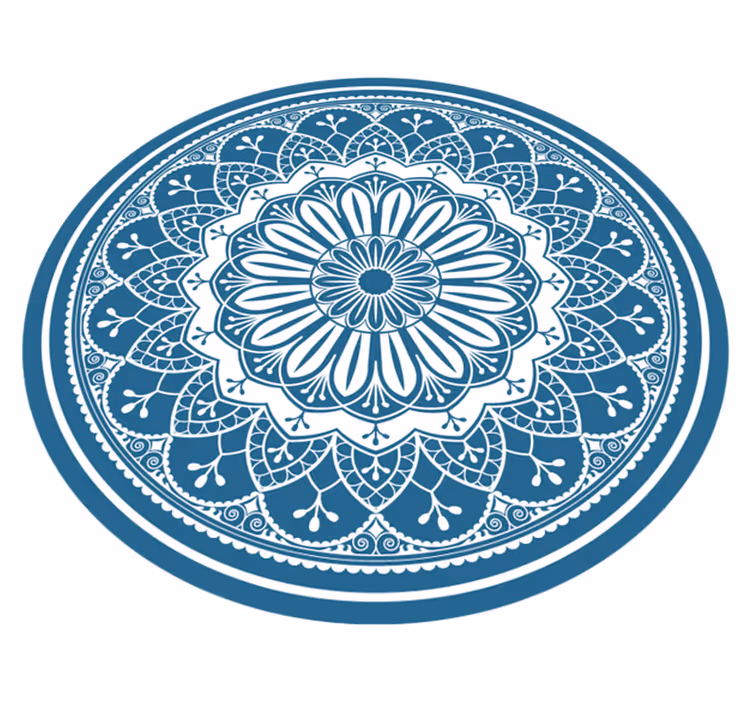 Velika mandala na modri vinilni preprogi mandala - TenStickers