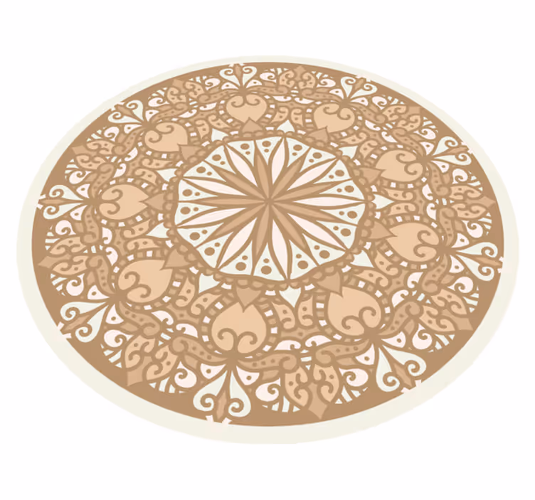 Krožna bež mandala mozaik mandala vinil preproga - TenStickers