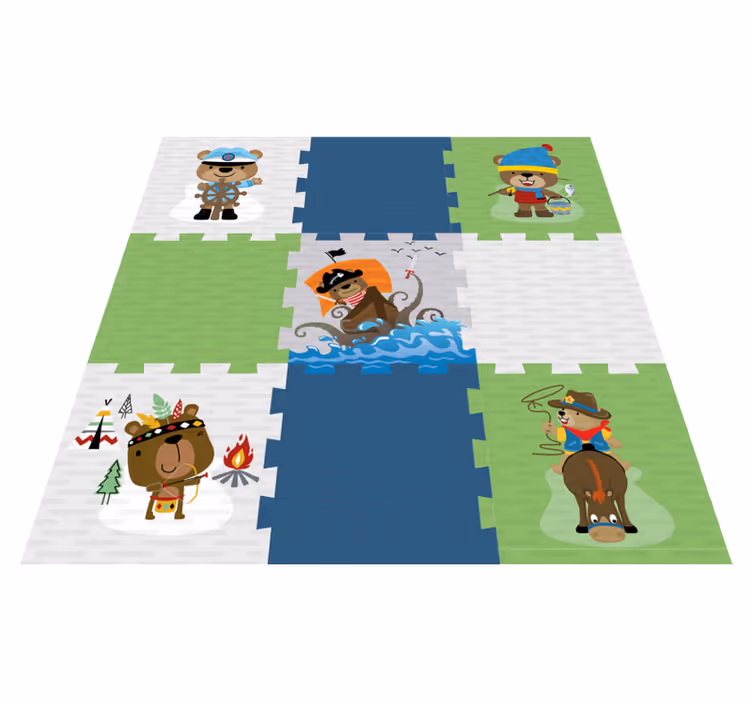 Cute bear adventure vinilne preproge v drugih vzorcih - TenStickers