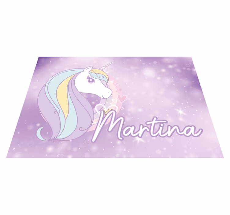 Unicorn dreamland vinilna preproga z imeni - TenStickers