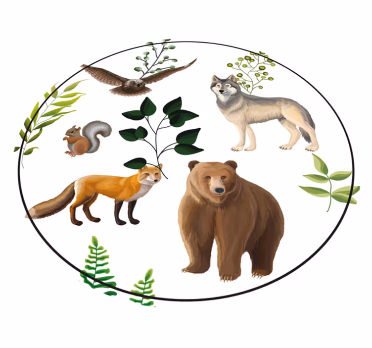 Prijazna gozdna bitja Vinilne preproge v drugih vzorcih - TenStickers