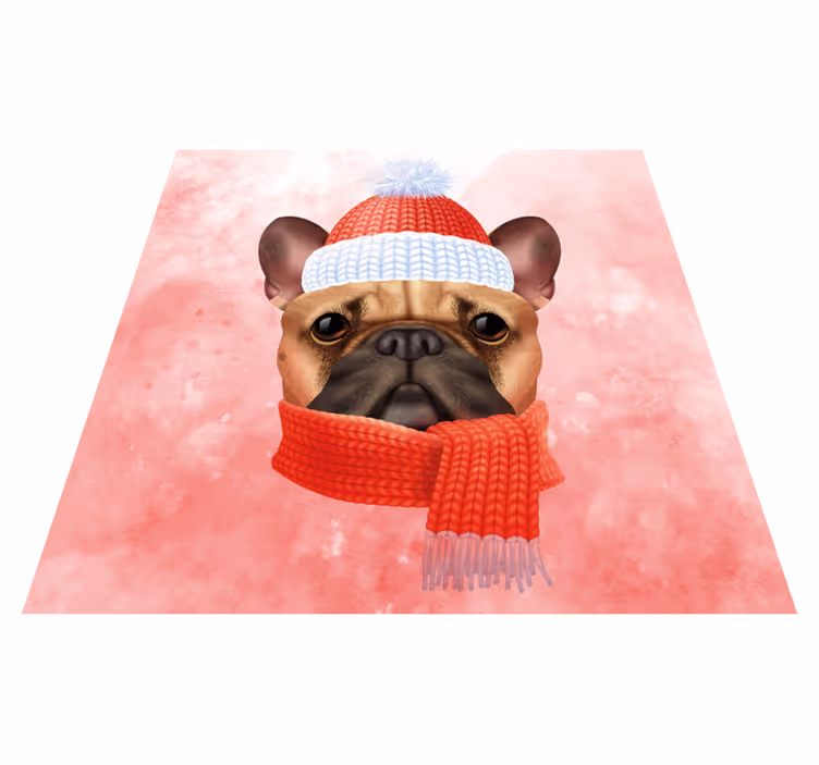 Francoski buldog zima Tepih z živalskim potiskom - TenStickers