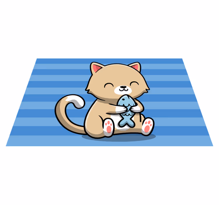Ljubke talne ploščice za kuhinjo v bež mačkah - TenStickers