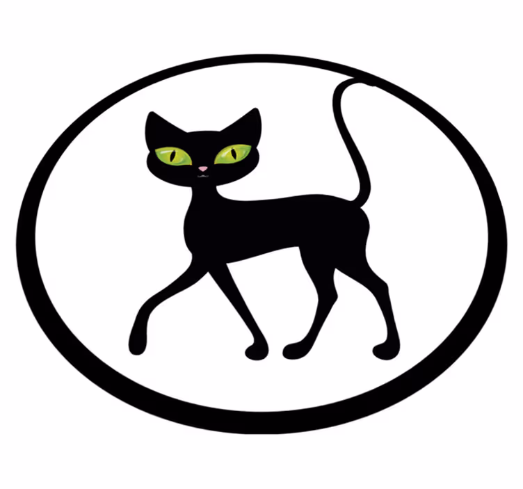 Očarljiva črna mačka Tepih z živalskim potiskom - TenStickers