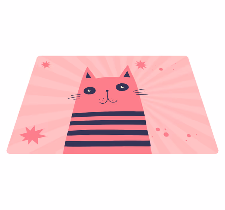 Ilustracija roza mačke Otroške vinilna preproga - TenStickers
