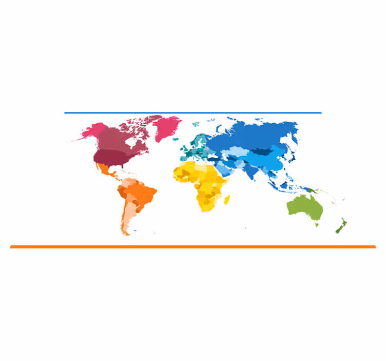 World map colors vinilna preproga z zemljevidom sveta - TenStickers