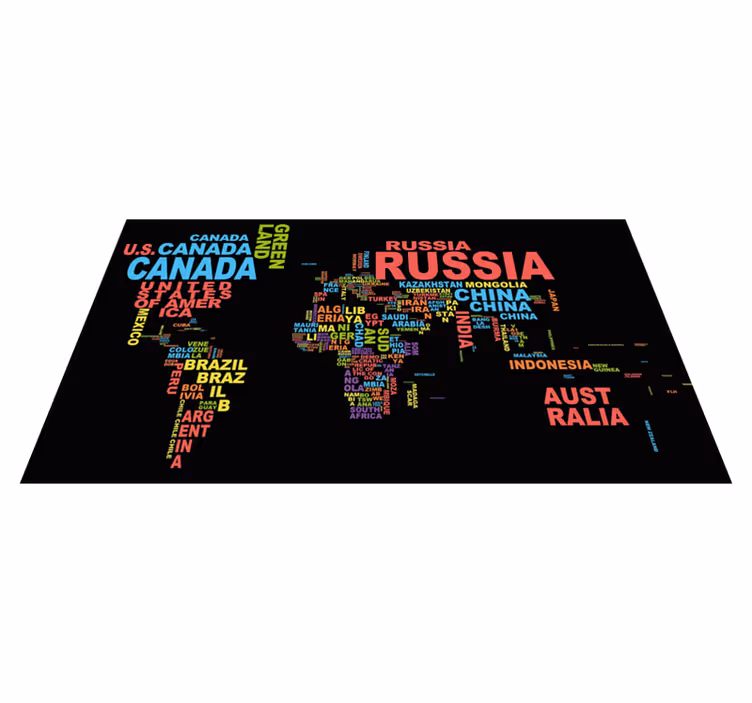 Tipografija držav Vinilna preproga z zemljevidom sveta - TenStickers