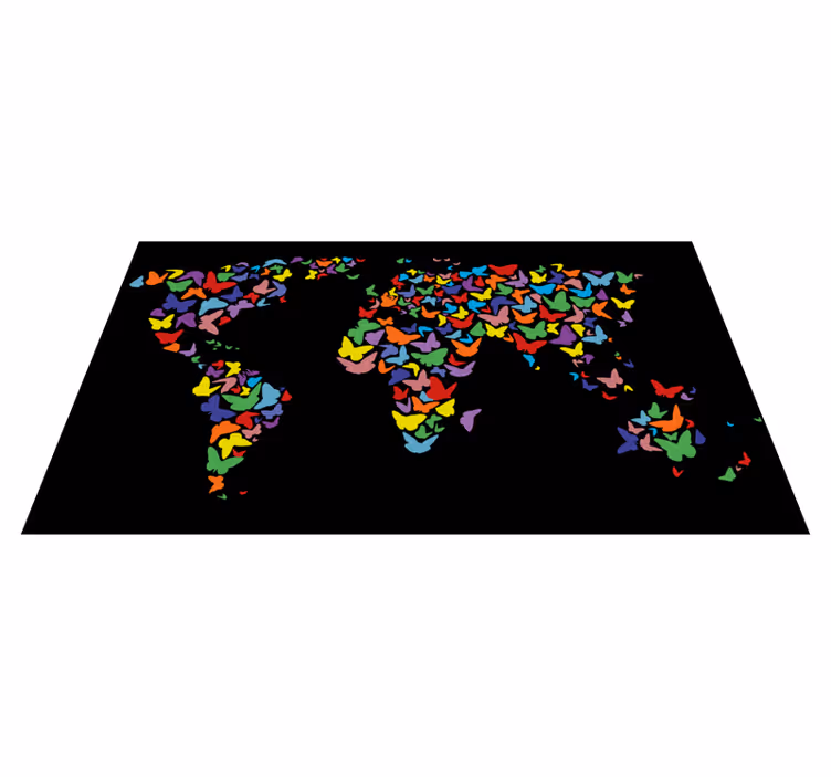 Colorful butterfly map vinilna preproga z zemljevidom sveta - TenStickers