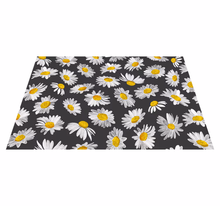 Daisy grey motif cvetlična vinilna preproga - TenStickers