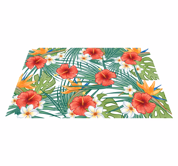 Tropical floral theme cvetlična vinilna preproga - TenStickers