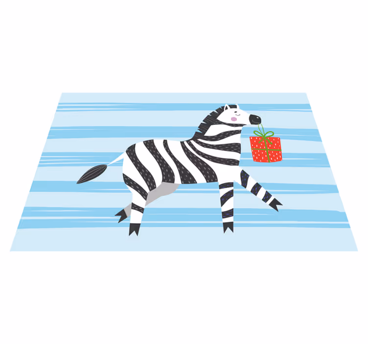 Zebra z darilom Tepih z živalskim potiskom - TenStickers