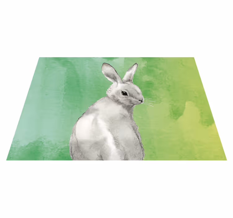 Zajčje zeleno ozadje Tepih z živalskim potiskom - TenStickers
