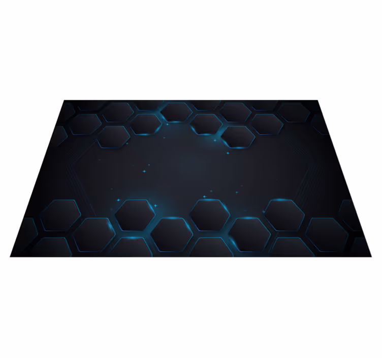 Blue hexagonal layout vinilne preproge z vzorci - TenStickers