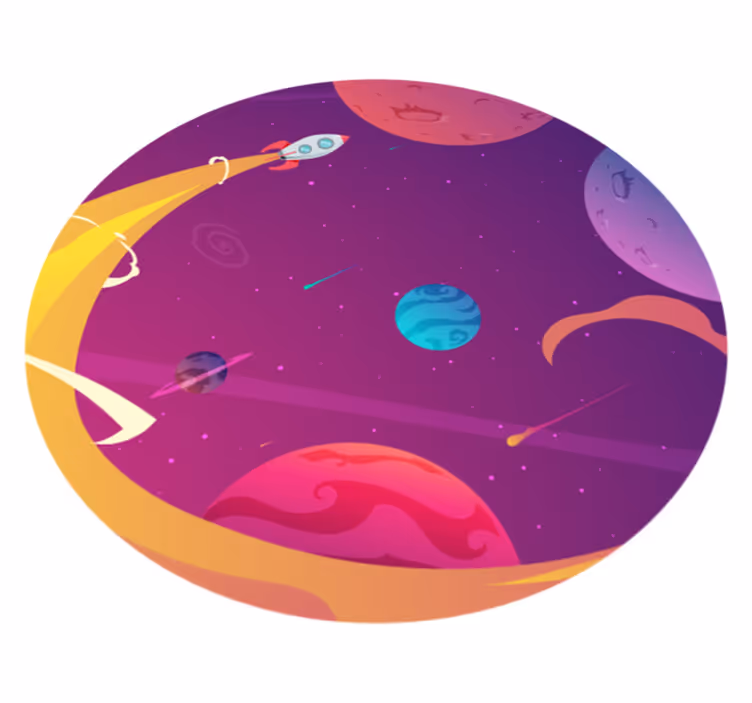 Potovanje s kozmično raketo vinilna preproga s zvezdami - TenStickers