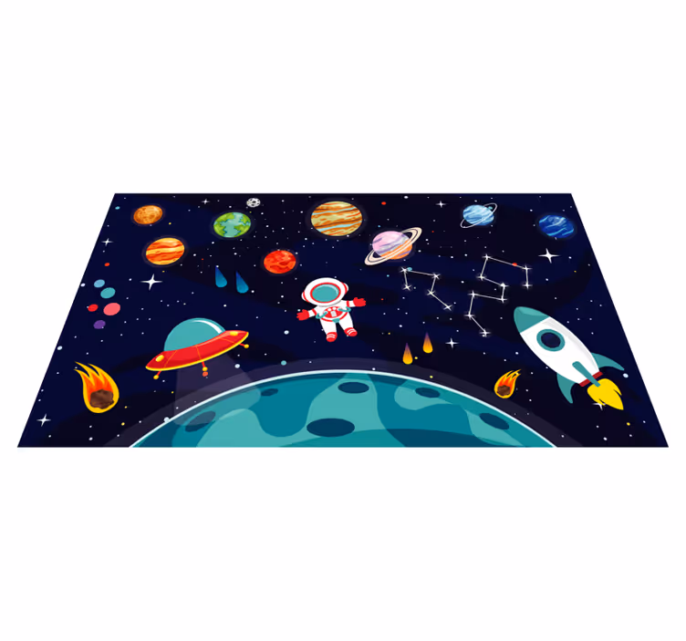 Risanka pol planet z različnimi planeti preprogo - TenStickers
