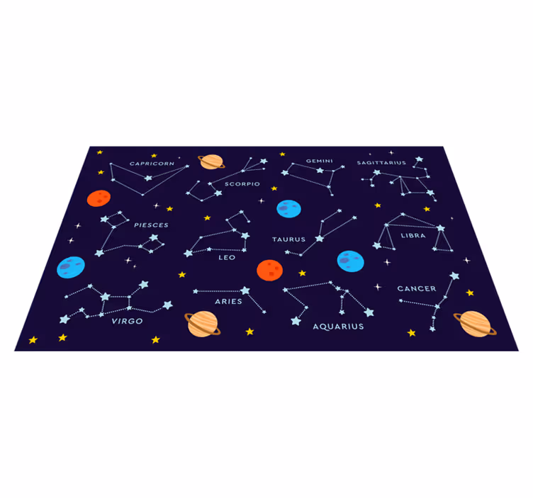 Znaki zodiaka, razloženi v preprogi zvezd risanke - TenStickers