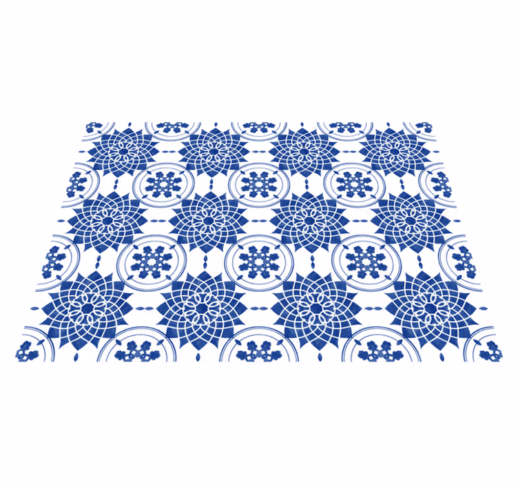 Zapleteni modri motivi Vinilna preproga mandala - TenStickers