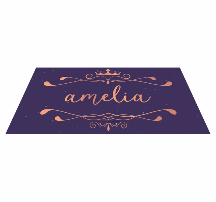 Zlata princesa krona z imenom otroška preproga iz vinila - TenStickers