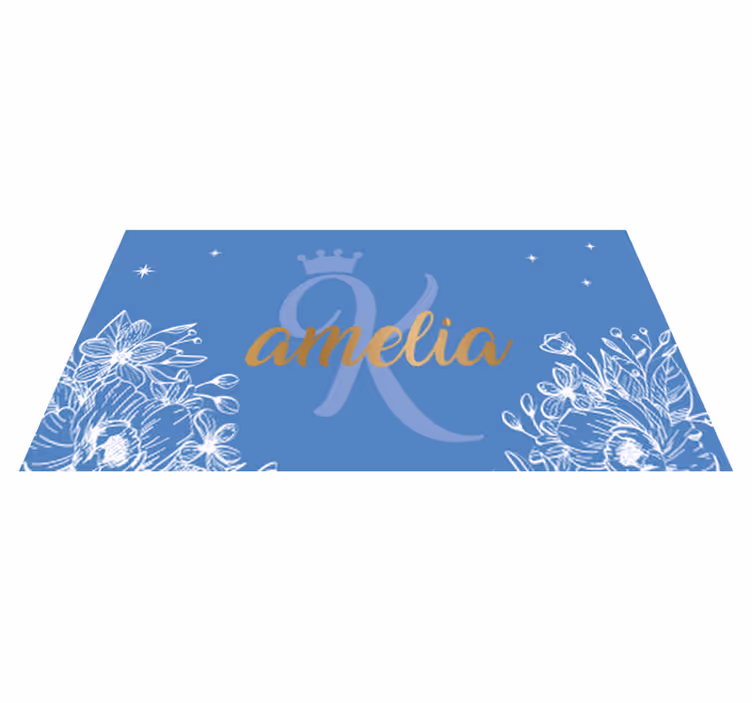 Zlato in modro ime princese otroška preproga iz vinila - TenStickers