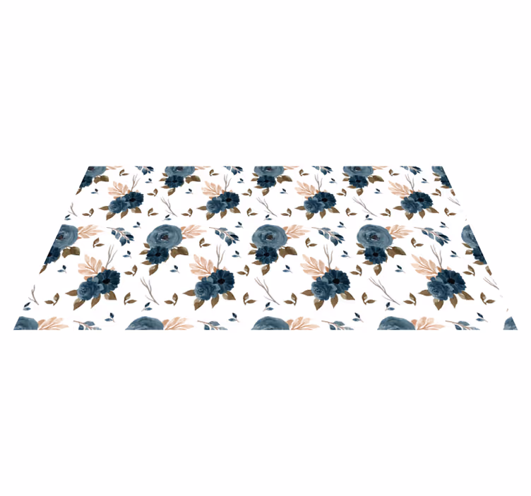 Modre elegantne vrtnice cvetlična vinilna preproga - TenStickers