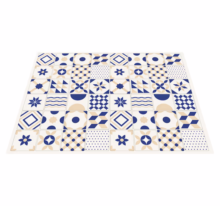 Geometrijski vzorec Vinilna talna obloga v imitaciji ploščic - TenStickers
