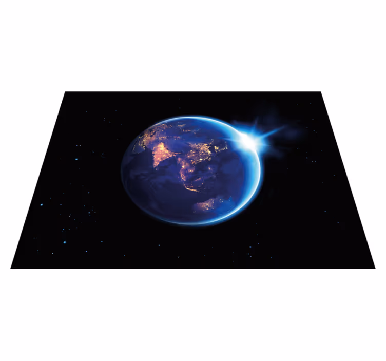 Pogled na planet zemlja Vinilna preproga z zemljevidom sveta - TenStickers