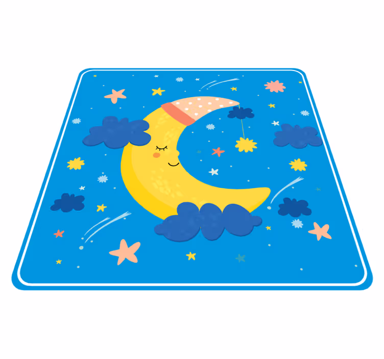 Luna z nočno kapo in zvezdami vinil preproga - TenStickers