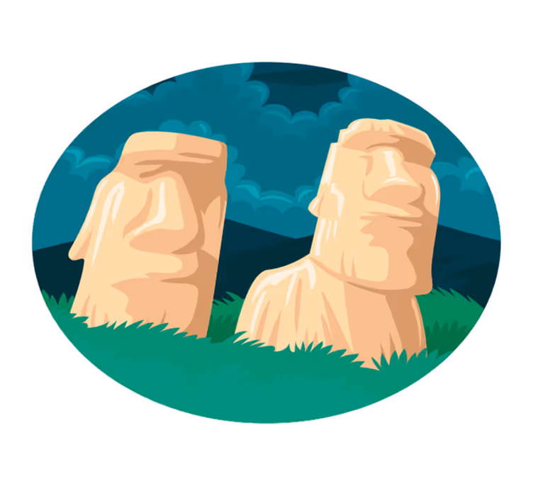 Silhueta kipov moai Vinilna preproga z zemljevidom sveta - TenStickers