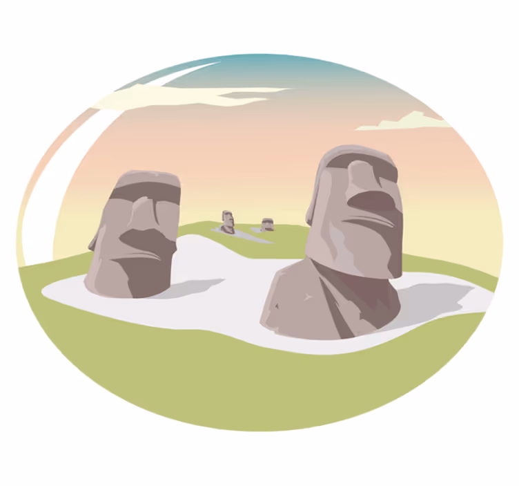 Silhuete kamnov moai Naravne vinilnea preproga - TenStickers