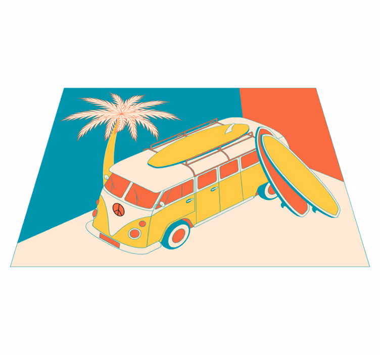 Surfing van adventure vintage vinilna preproga - TenStickers