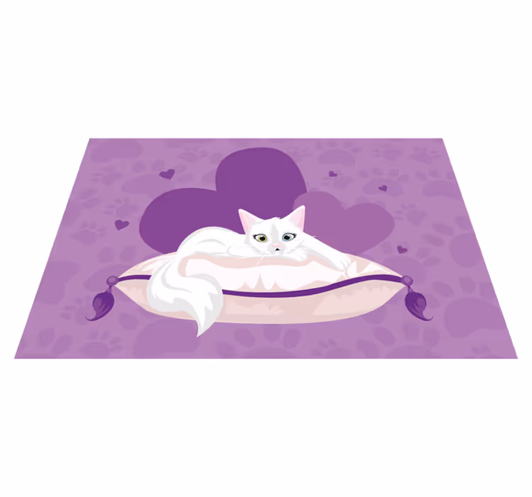 Bela mačka na preprogi za vzglavnik - TenStickers