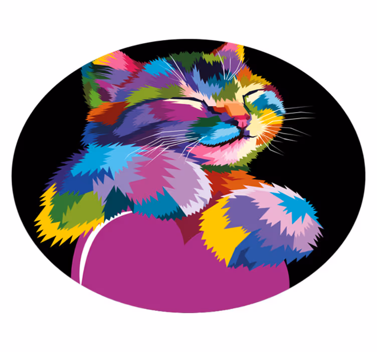 živahna mačja ilustracija Tepih z živalskim potiskom - TenStickers