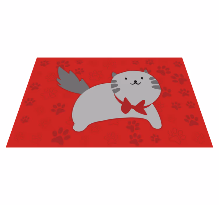 Vesela mačja ilustracija Tepih z živalskim potiskom - TenStickers