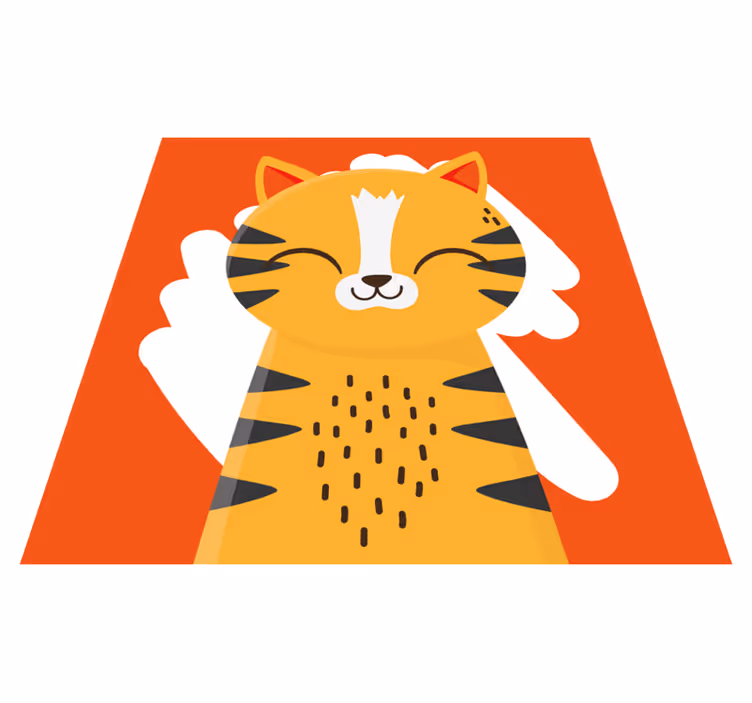 Oranžna mačka s podstavki za spalnico v črnih črtah - TenStickers