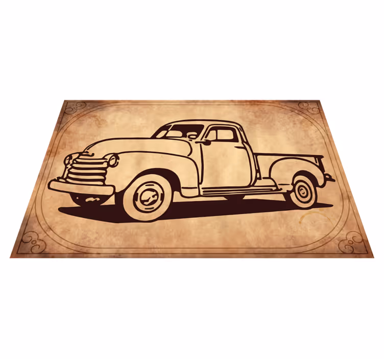 Klasična silhueta tovornjaka Vintage vinilna preproga - TenStickers