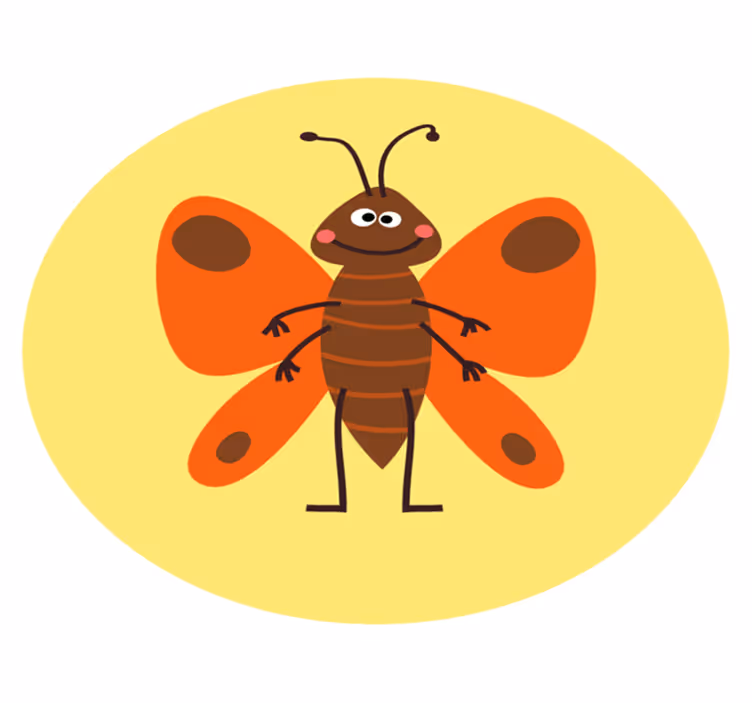 Cheerful butterfly character otroška vinilna preproga - TenStickers