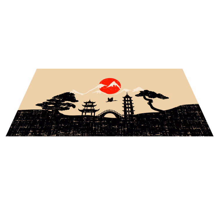 Japonska vrtna silhueta moderna preproga - TenStickers