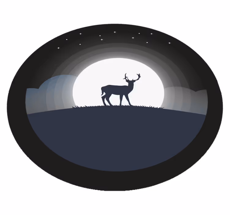 Stag under moon okrogla vinilna preproga - TenStickers