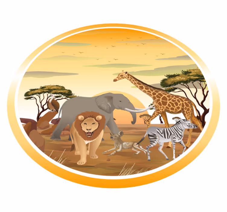 Safari živalska pustolovščina Tepih z živalskim potiskom - TenStickers