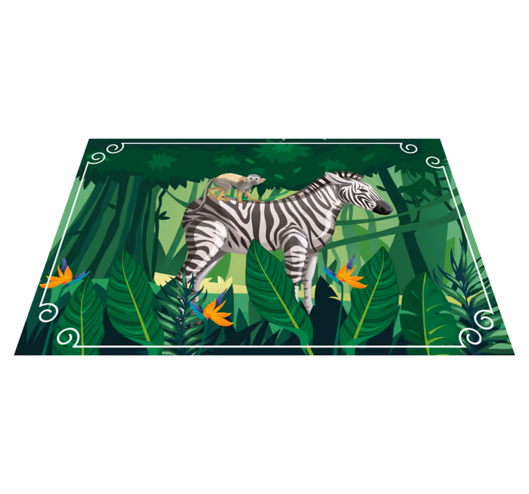 žirafa zebra in opičja vinil živalska preproga - TenStickers