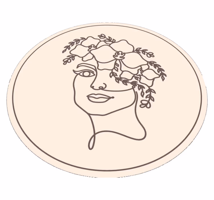 Botanična skica ilustracije Okrogla vinilna preproga - TenStickers