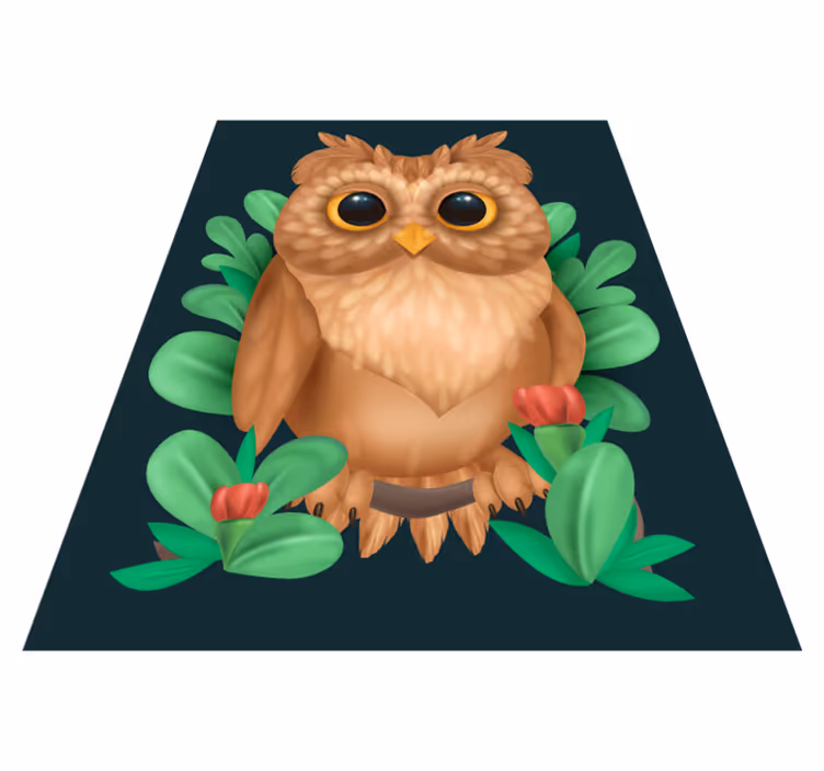 Ljubka ilustracija sove Tepih z živalskim potiskom - TenStickers