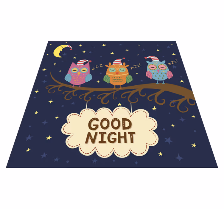 Zaspani sovji trio Tepih z živalskim potiskom - TenStickers