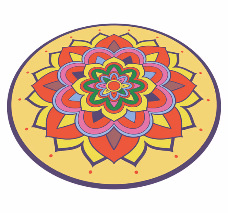 Cvetlična pisana cvetni listi mandala vinil preproga - TenStickers