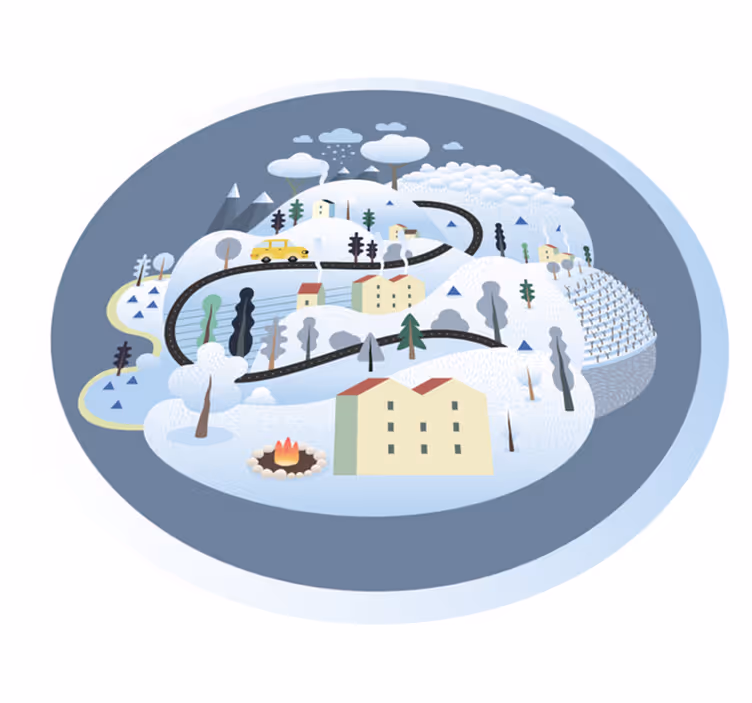 Whimsical landscape journey vinilne preproge ceste - TenStickers